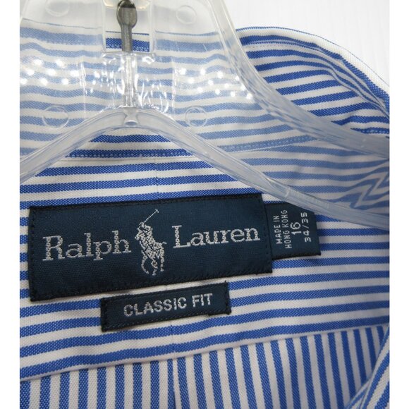 Ralph Lauren Shirt 16 Oxford Cloth OCBD Pinstriped Classic Fit NEW - Picture 12 of 14